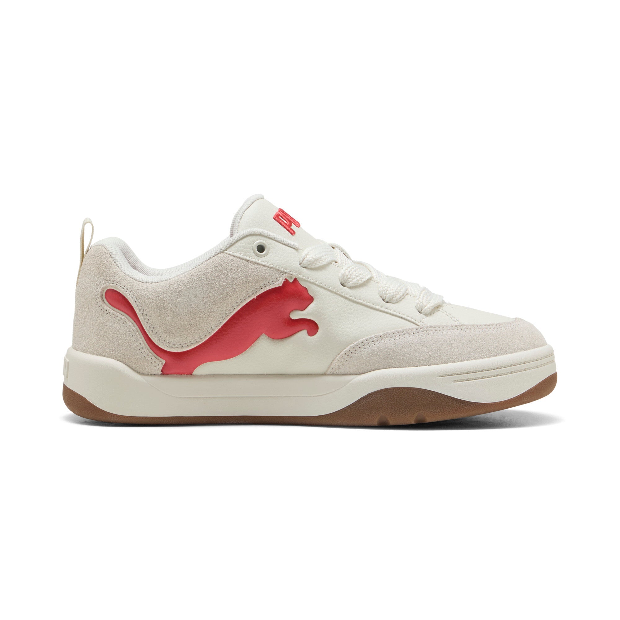 Puma park lifestyle sneakers in vapor gray and red fire - Side View 03