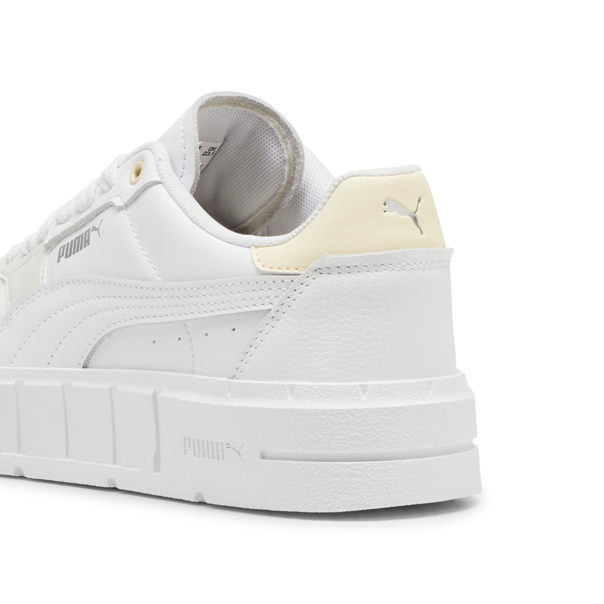 Puma cali court leather sneakers in white and creamy vanilla - Back View