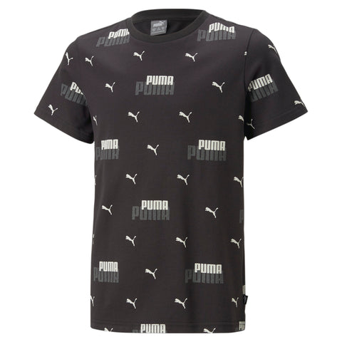 PUMA essentials+ logo power printed tee in black
