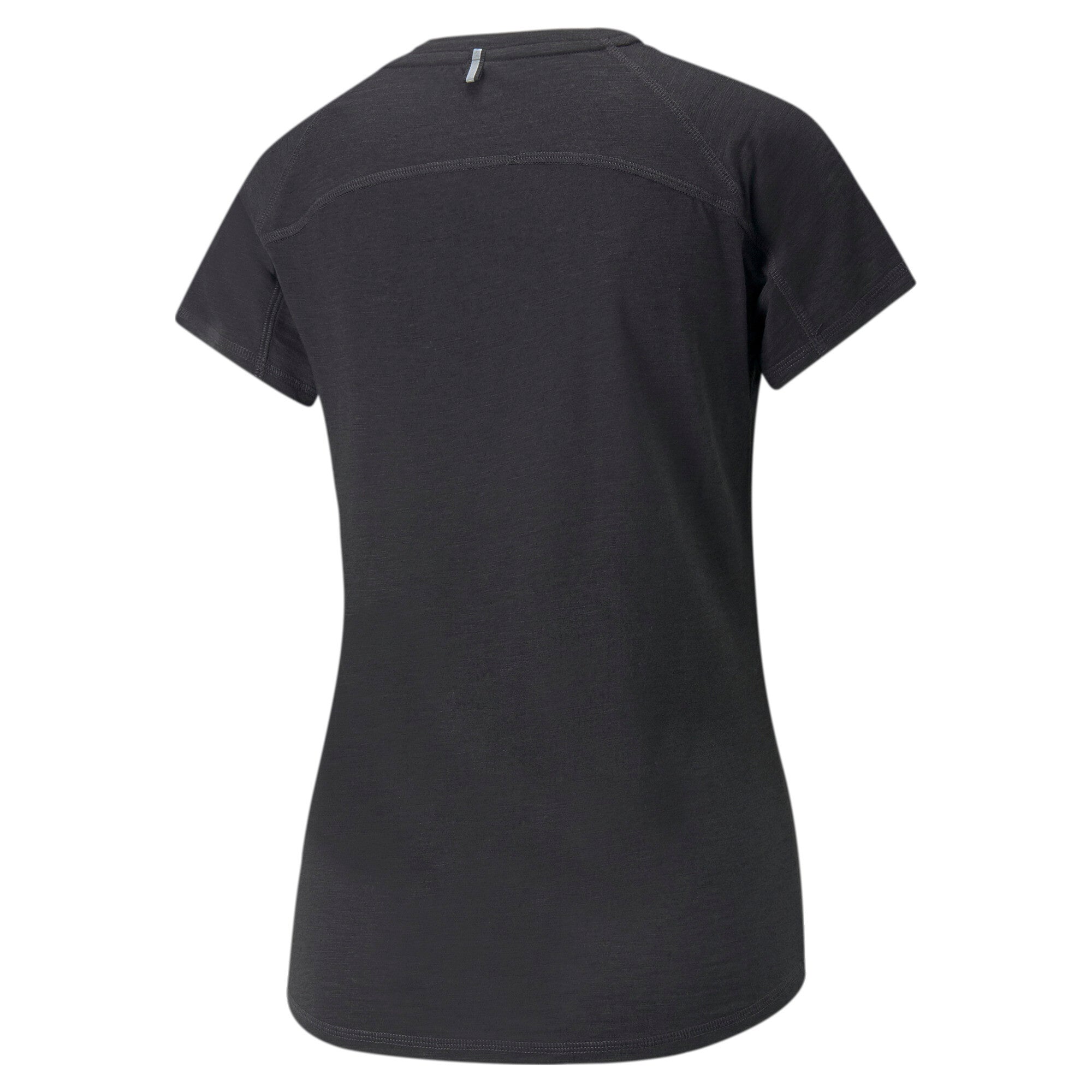Puma run logo short sleeve running tee women in black - Back View
