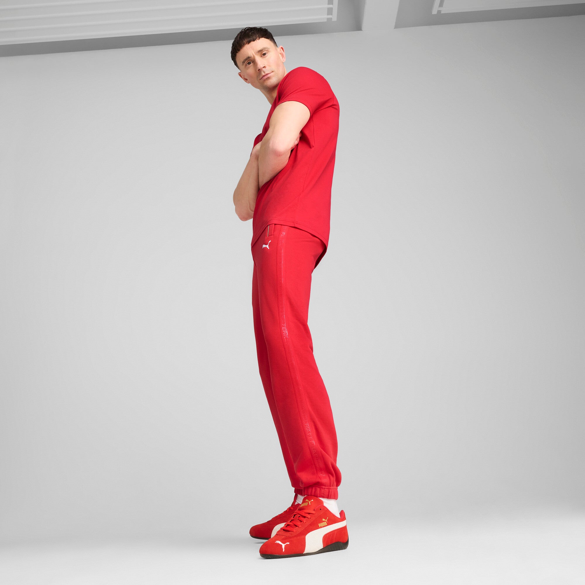 Puma scuderia Ferrari HP race sweatpants in rosso corsa - Model Shot 03
