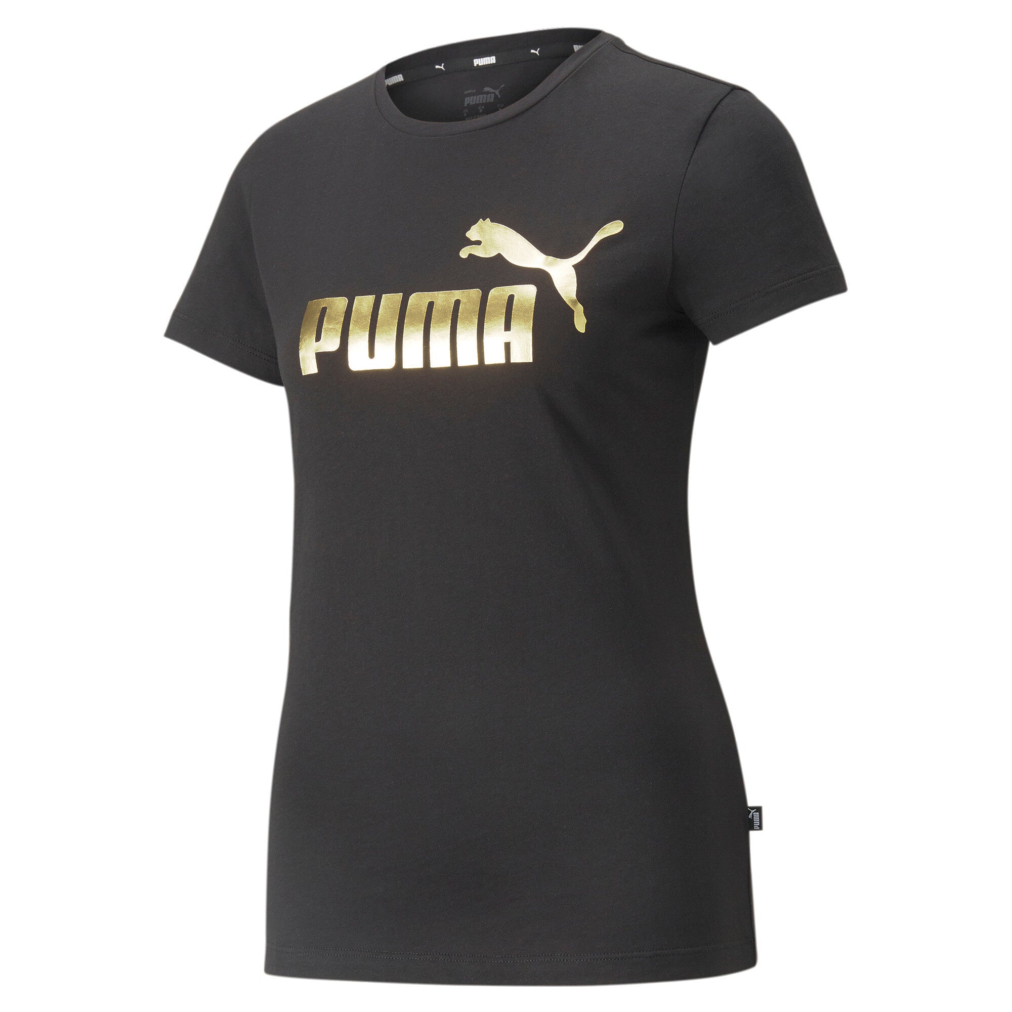 Puma essentials+ metallic logo tee women in black - Front View