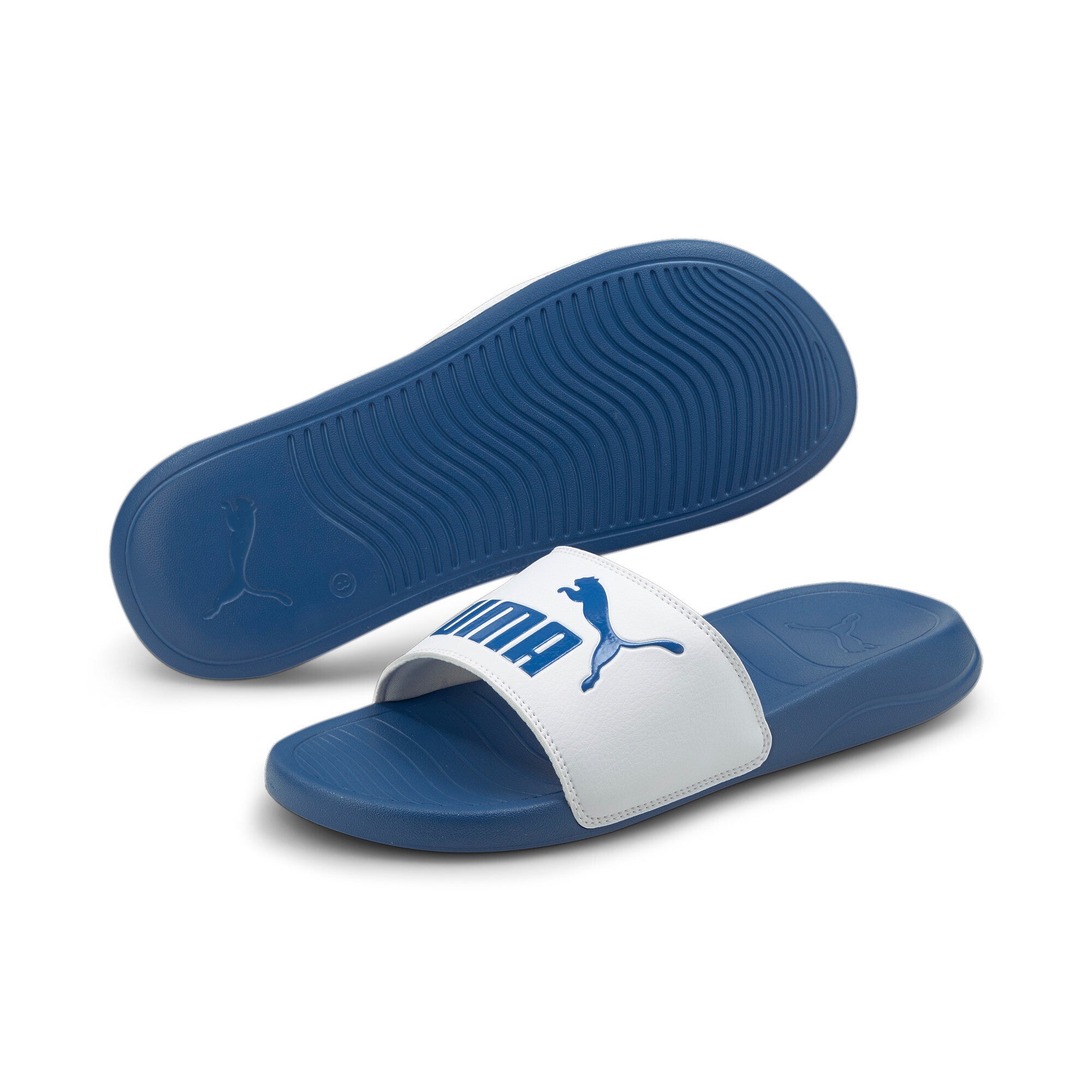Puma popcat 20 sandals in blue - Front View