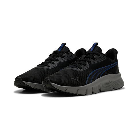 PUMA Flexfocus lite modern woven running shoes in black and vivid blue