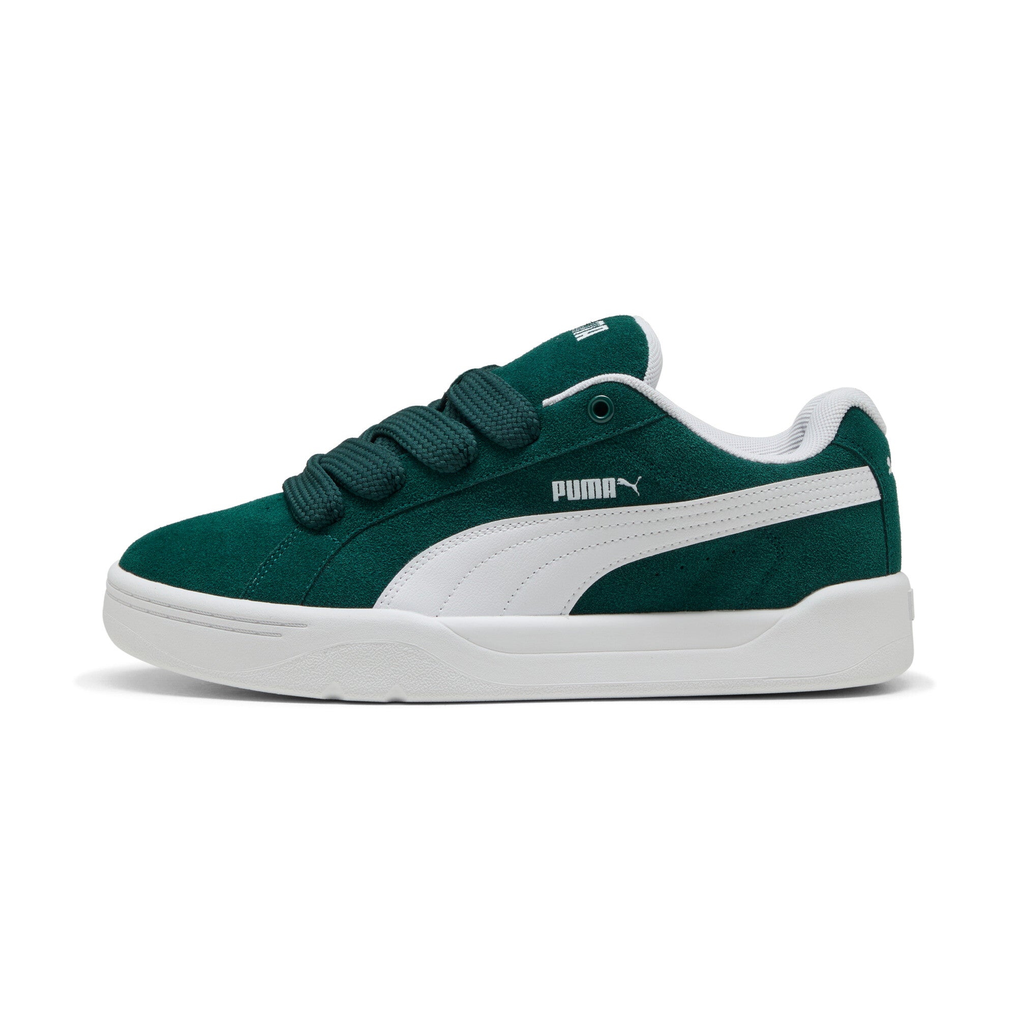 Puma park lifestyle easy suede sneakers in dark myrtle and white - Side View 01