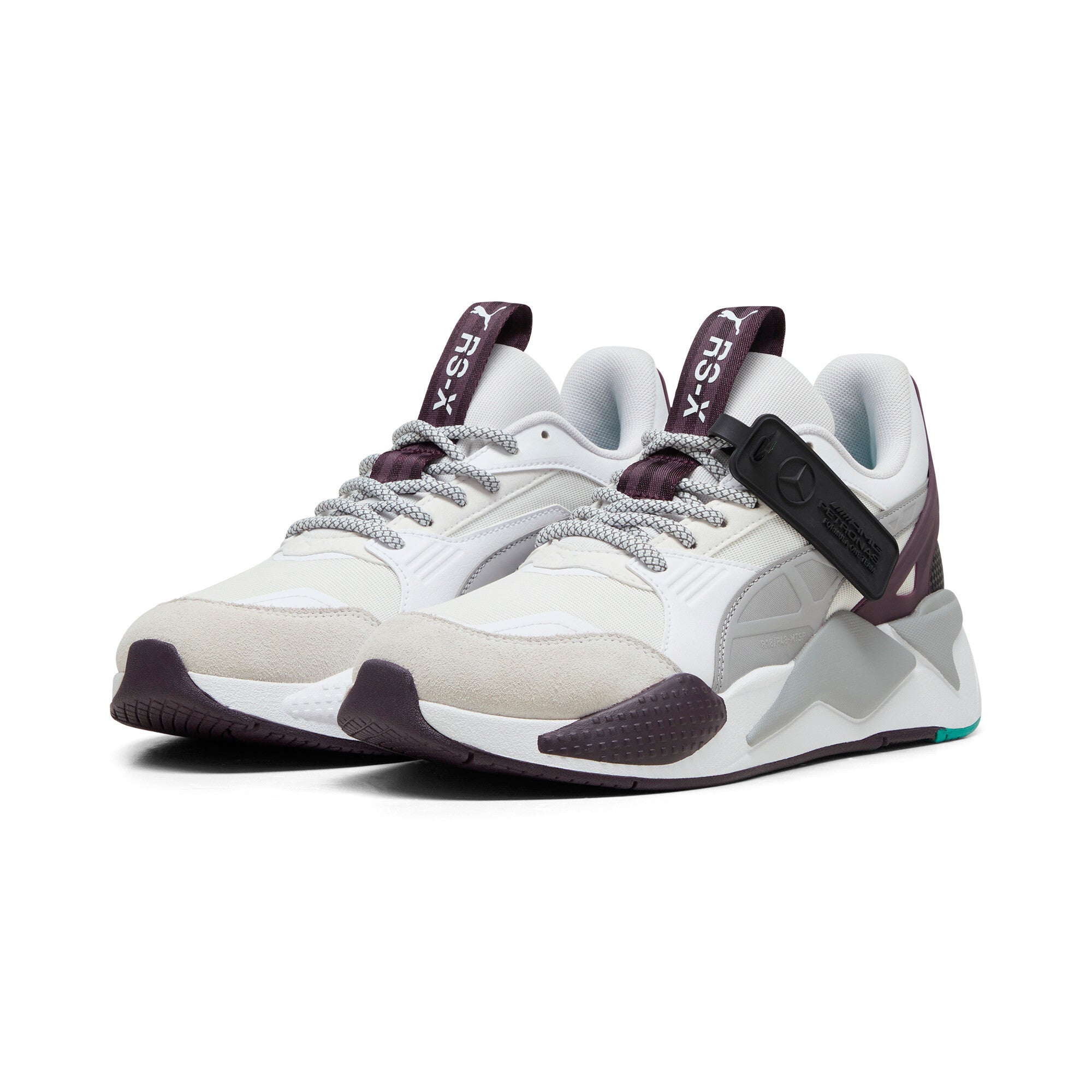 Puma Mercedes-AMG Petronas F1® RS-X textile sneakers in white and midnight plum - Front View
