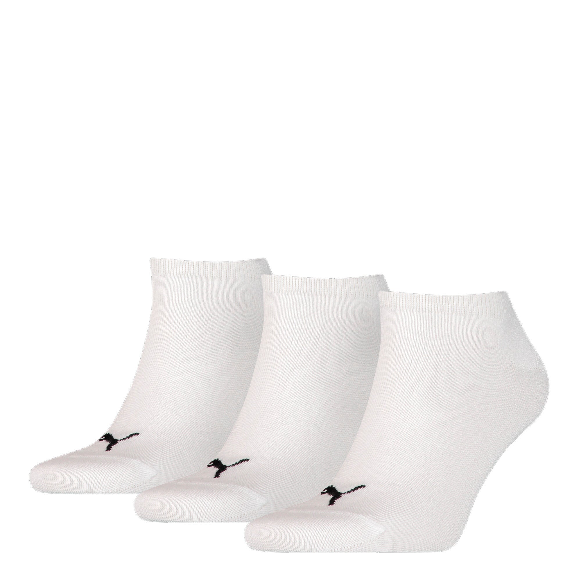 Puma unisex plain sneaker trainer socks 3 pack in white - Front View