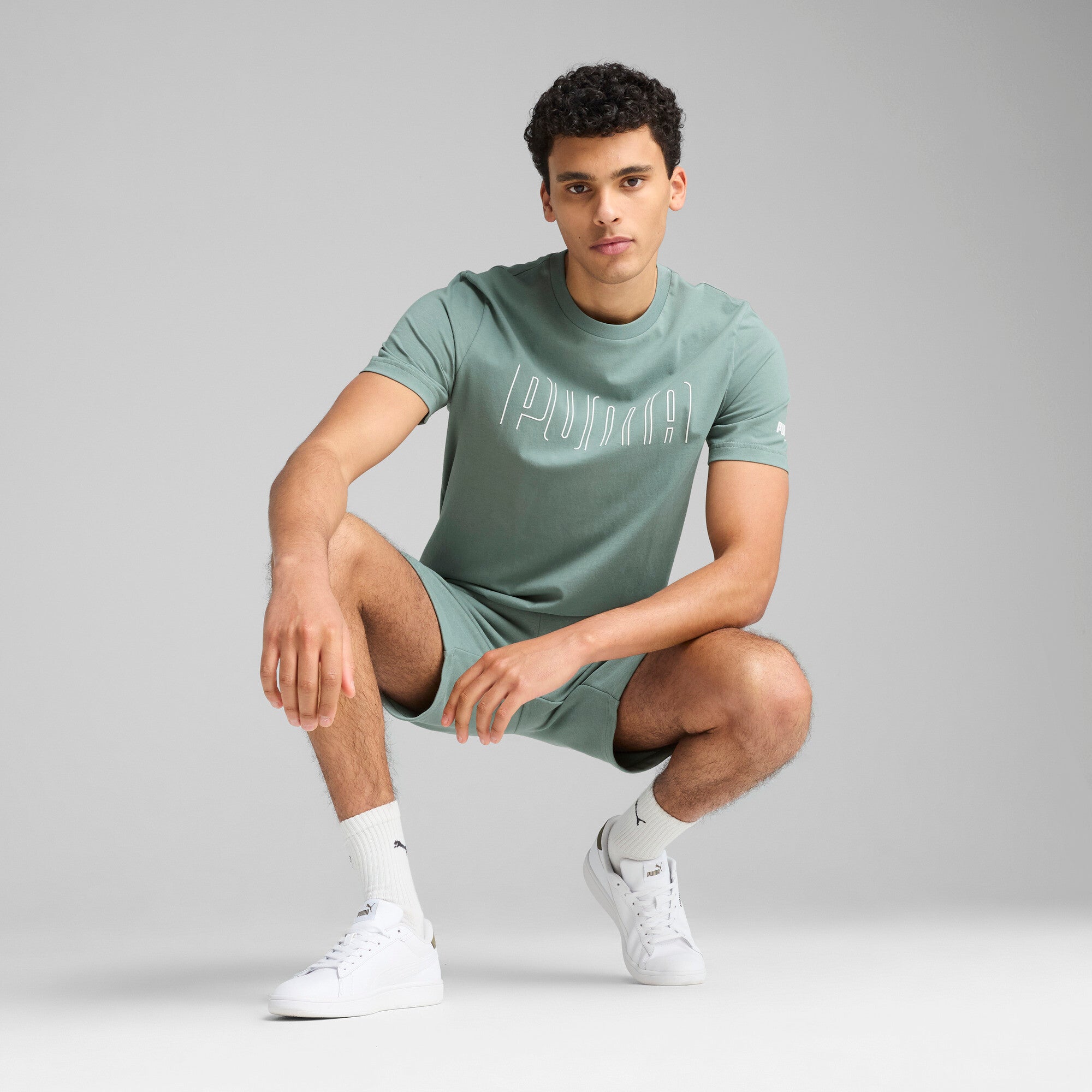 Puma sport graphic tee in green moon - Model Shot 03
