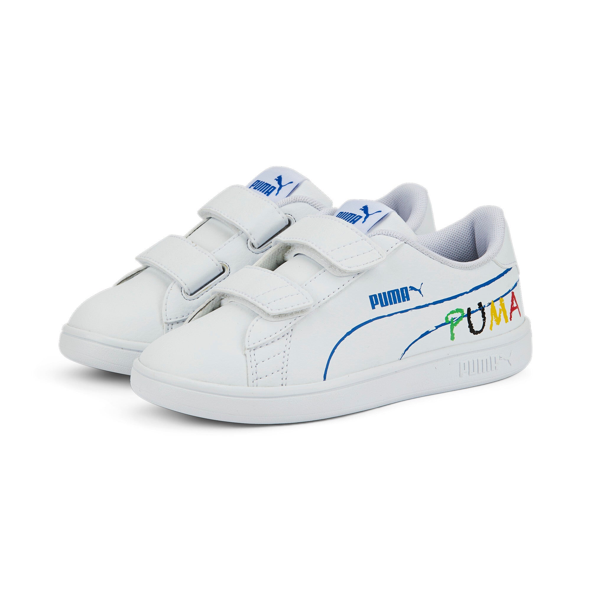 Puma smash v2 home school sneakers kids in white - Front View