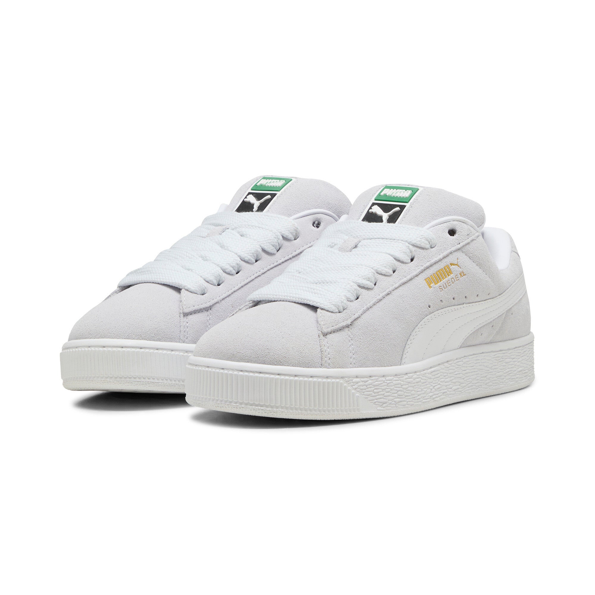 Puma suede XL sneakers in silver mist and white - Front View
