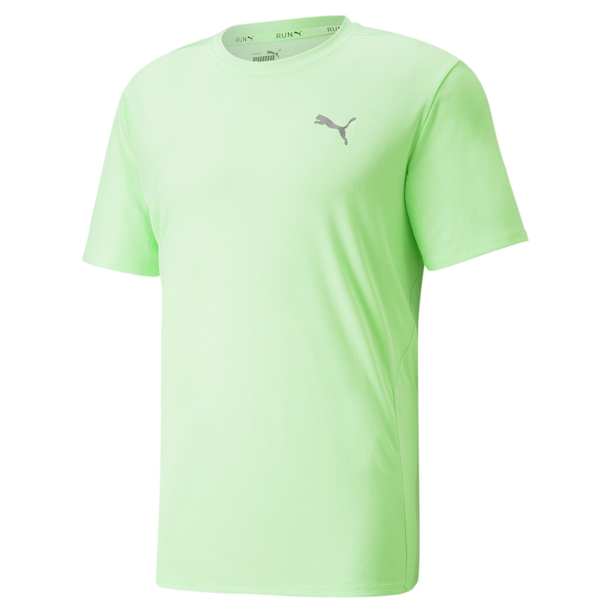 Puma run favourite short sleeve running tee men in green - Front View