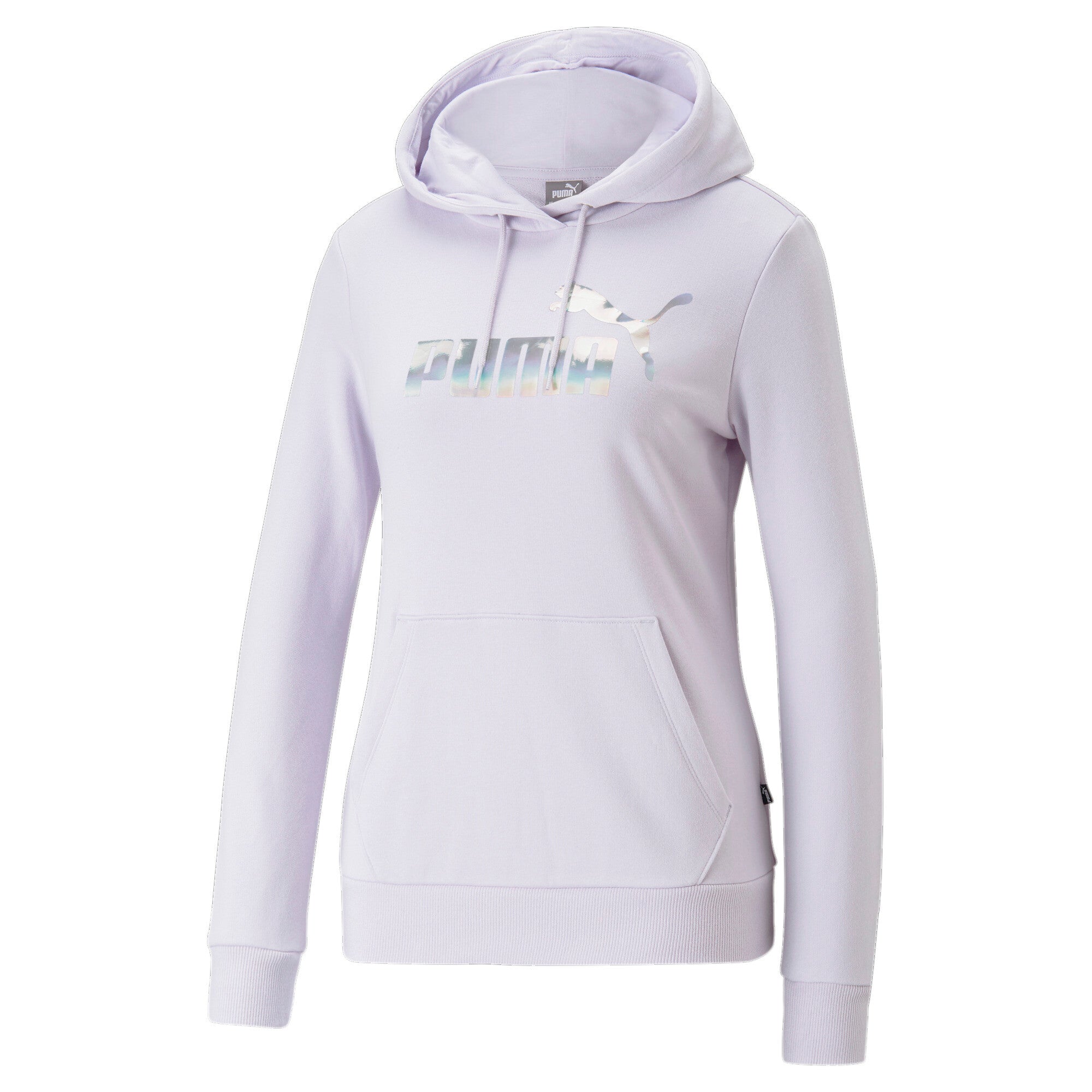 Puma essentials+ novashine french terry hoodie women in purple - Front View