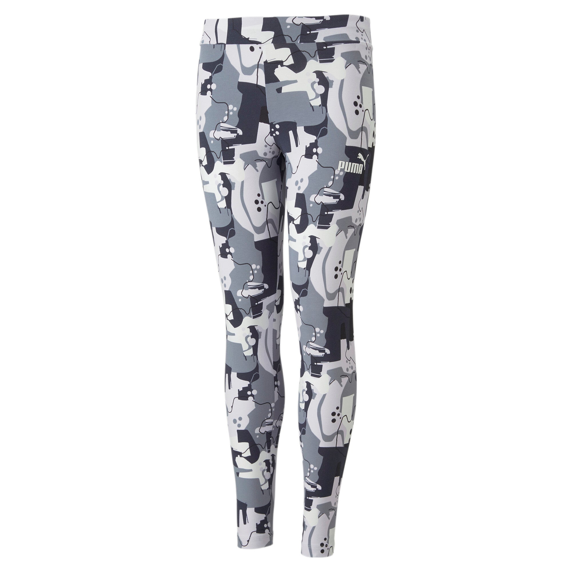 Puma essentials+ street art printed leggings youth in black - Front View
