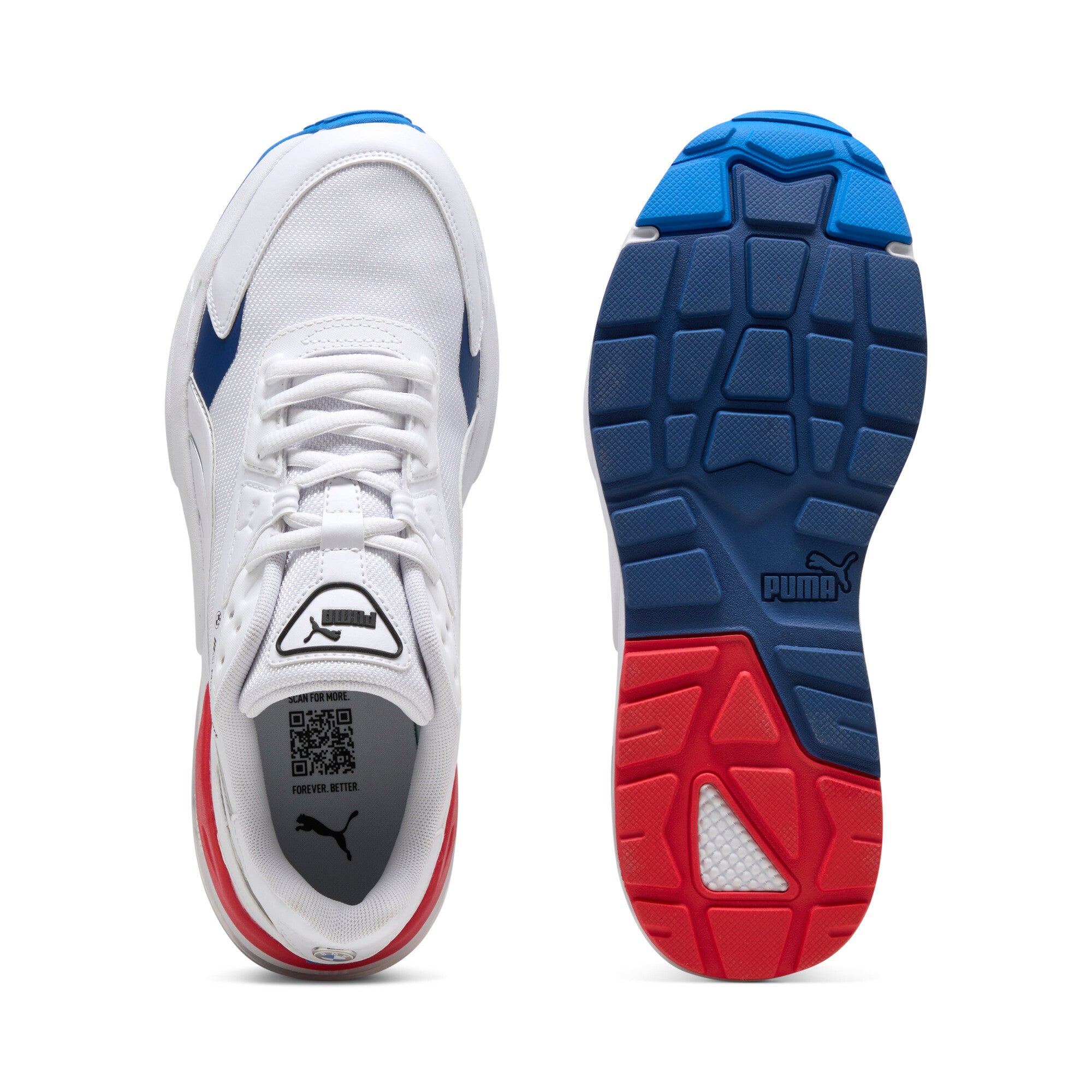 Puma BMW M motorsport vis2k in white and cool cobalt - Side View 02