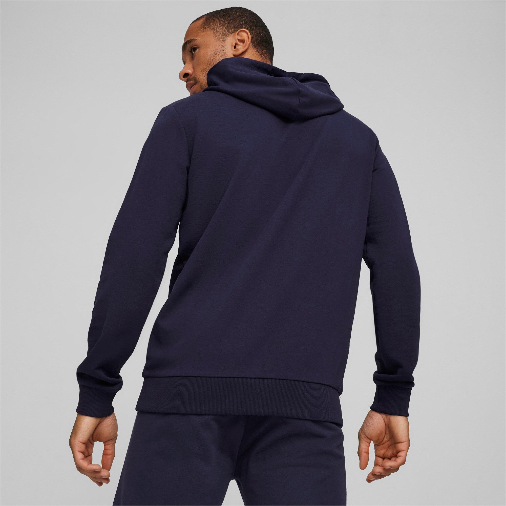 Puma teamGOAL casuals football hoodie in navy and white - Model Shot 03