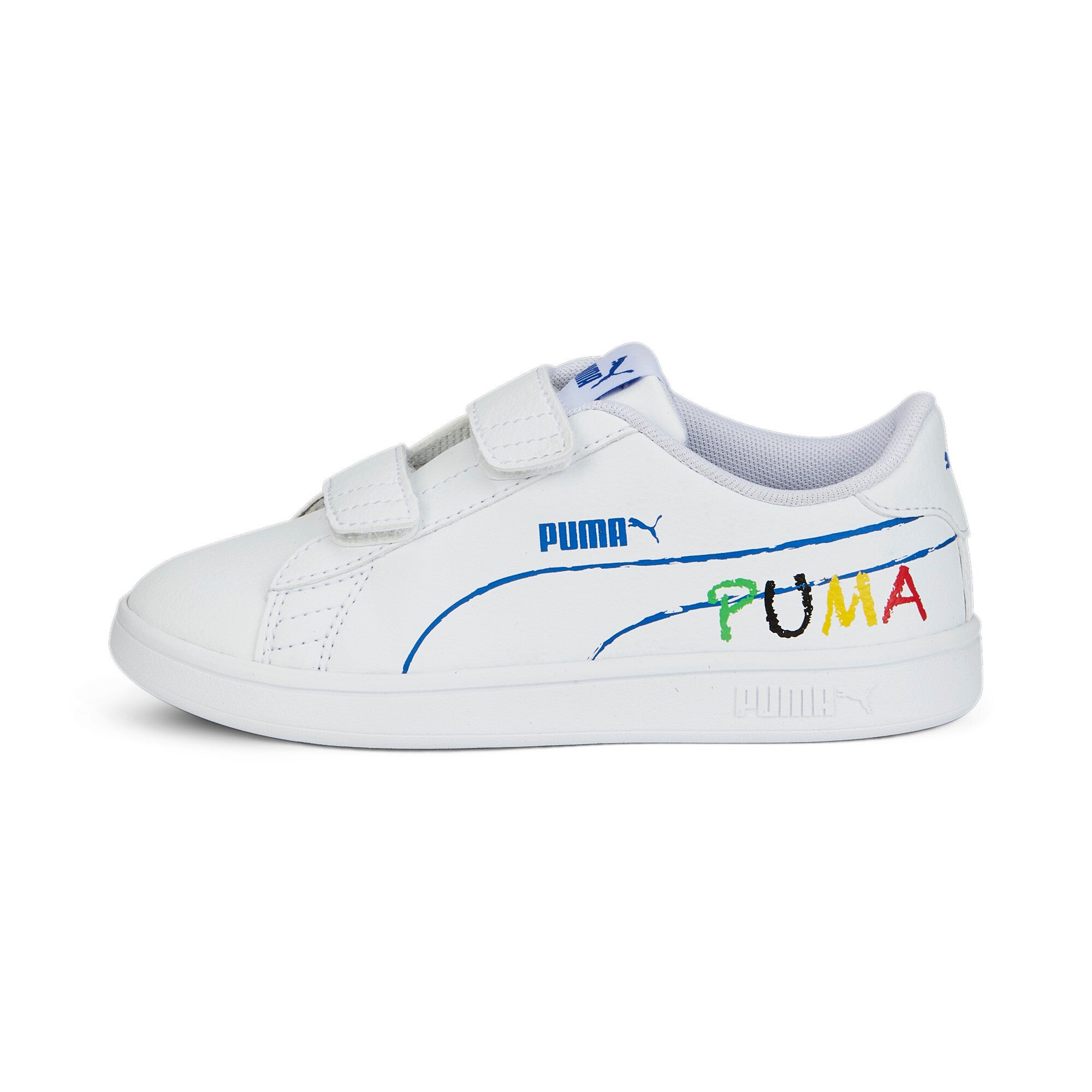 Puma smash v2 home school sneakers kids in white - Side View 01
