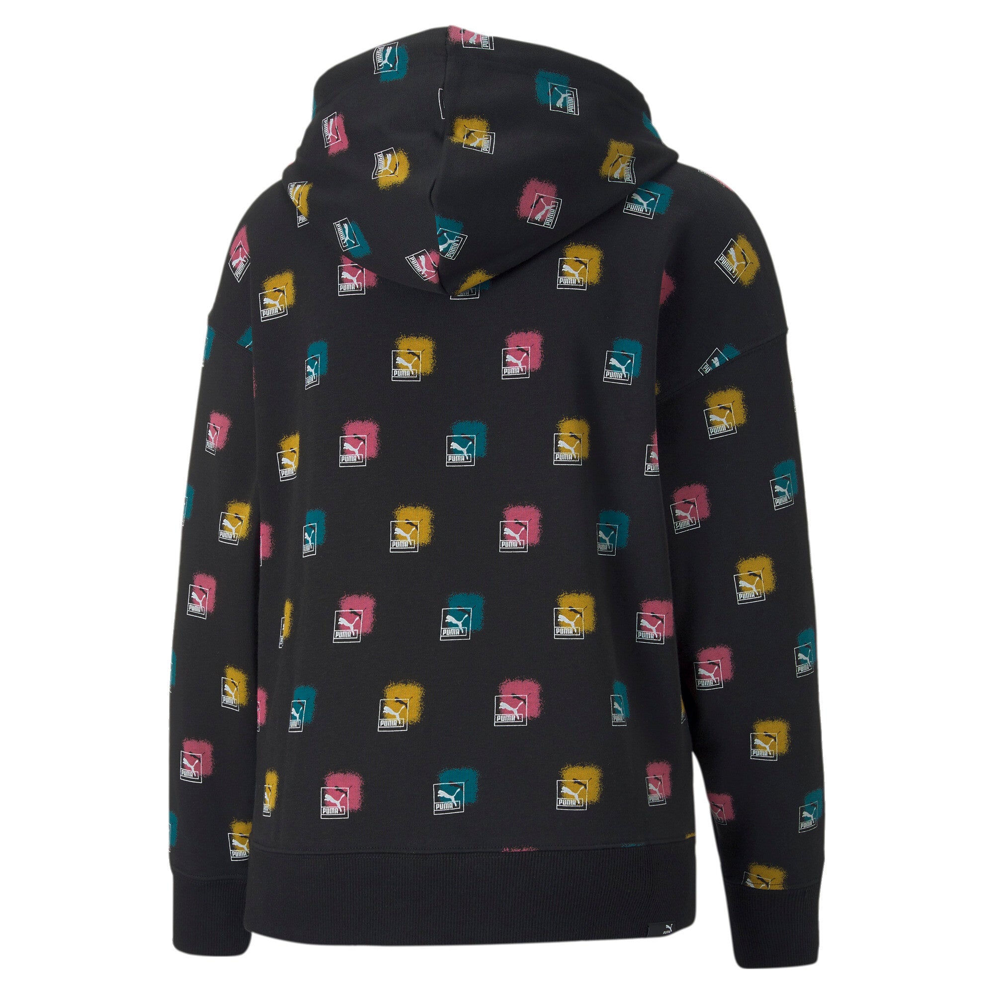 Puma brand love printed hoodie women in black - Back View