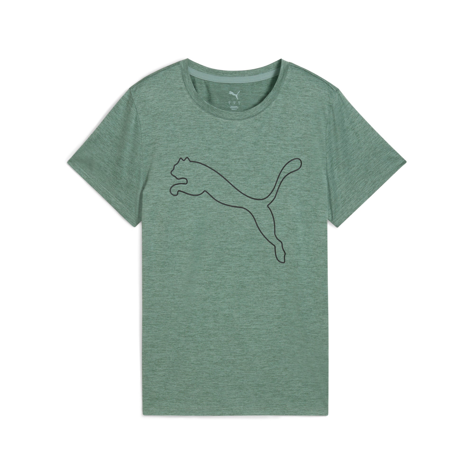 Puma tad essentials heather logo tee in green moon heather - Front View