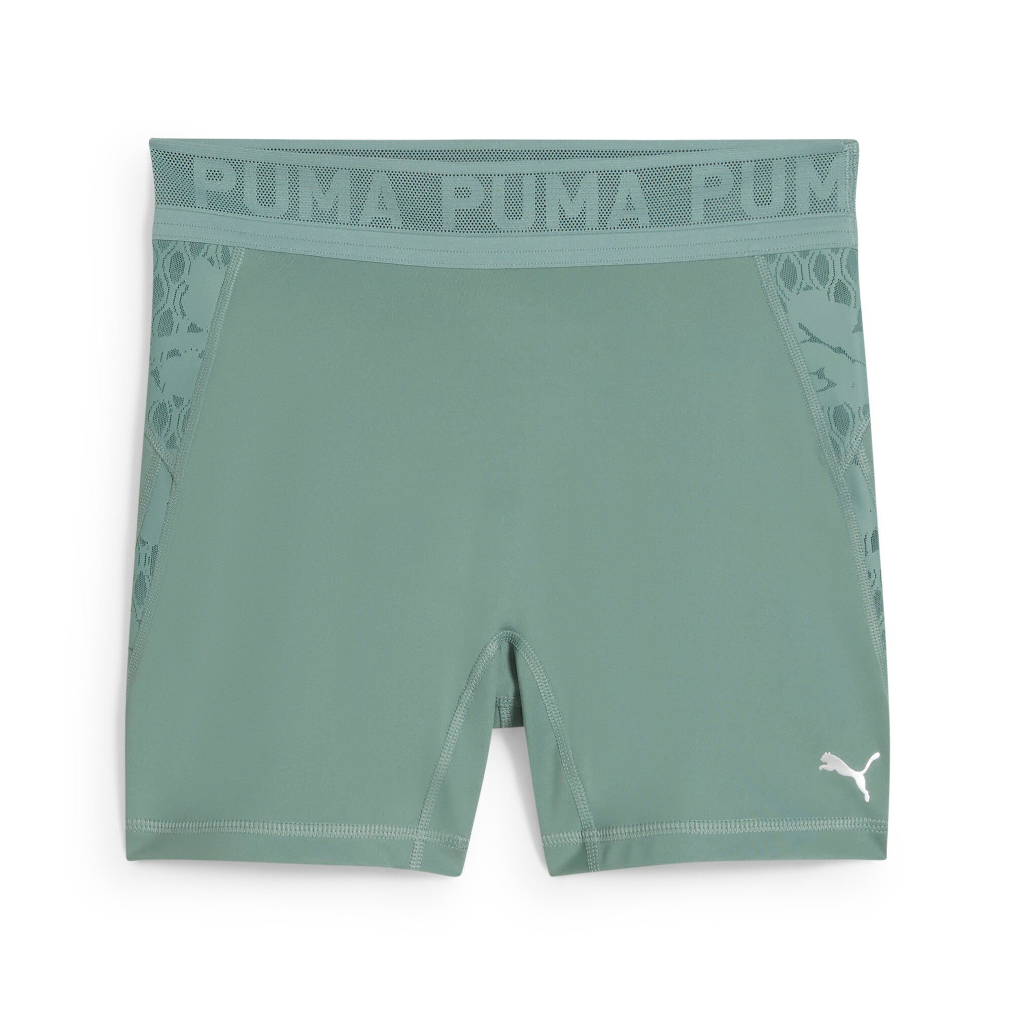 Puma lace high-waisted 5" short tights in green moon - Front View