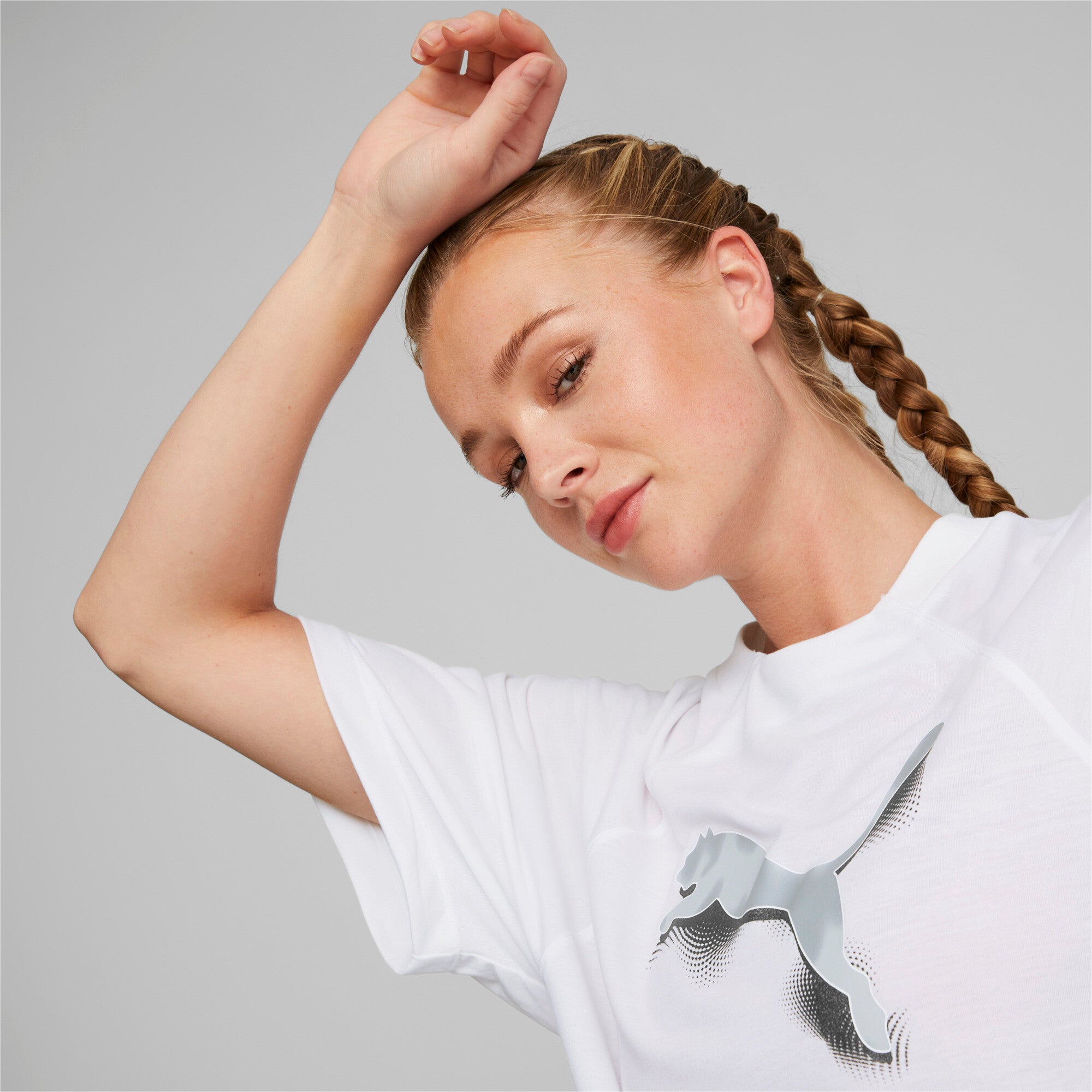 Puma modern sports oversized tee women in white - Model Shot 02
