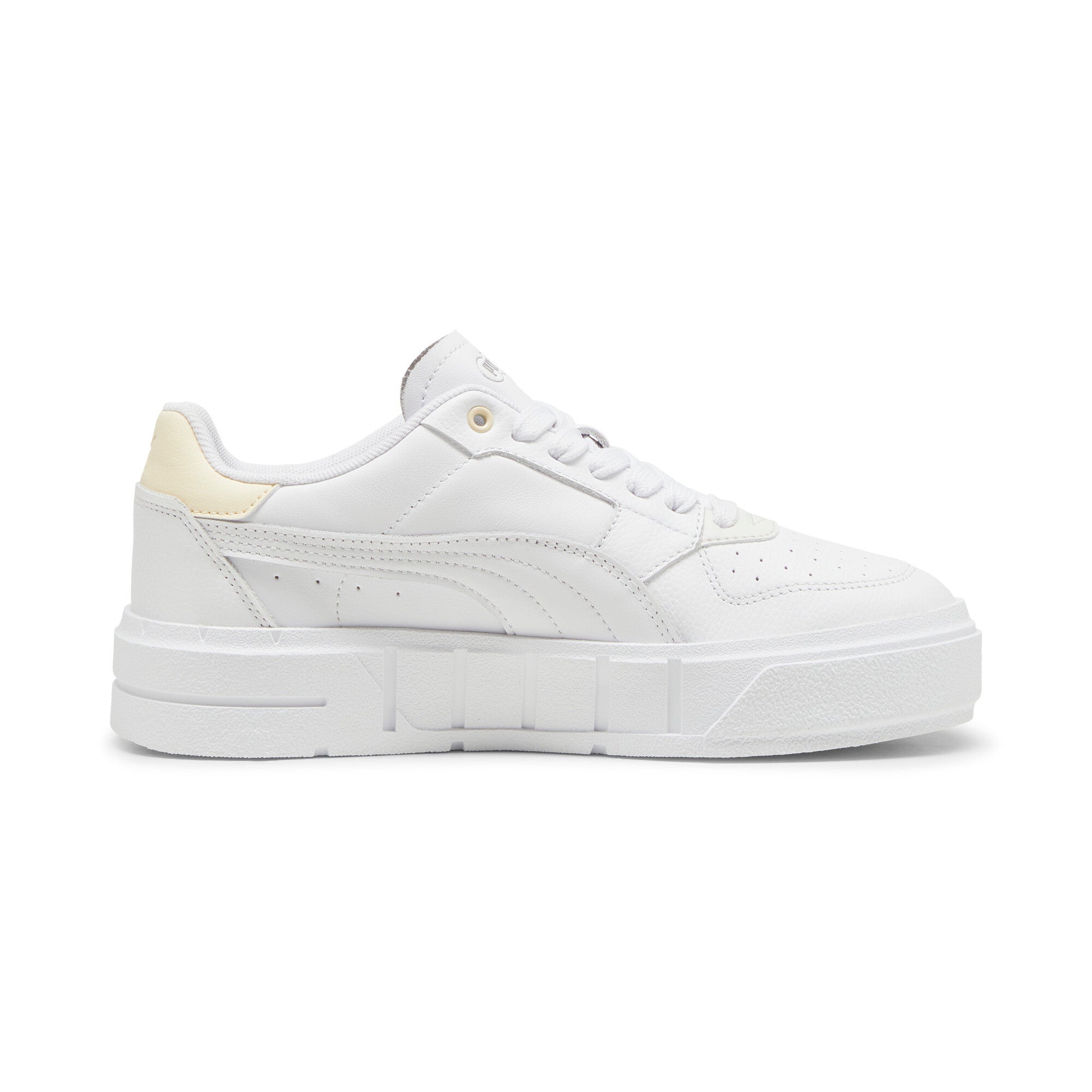Puma cali court leather sneakers in white and creamy vanilla - Side View 03