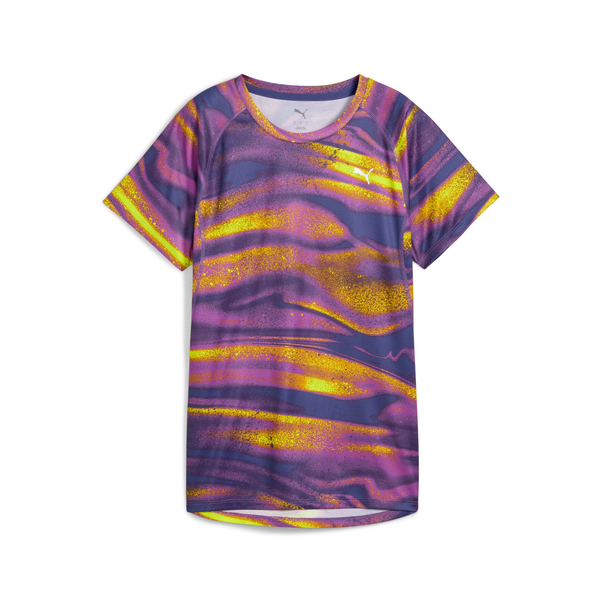 Puma VELOCITY all-over-print running tee in wild berry - Front View