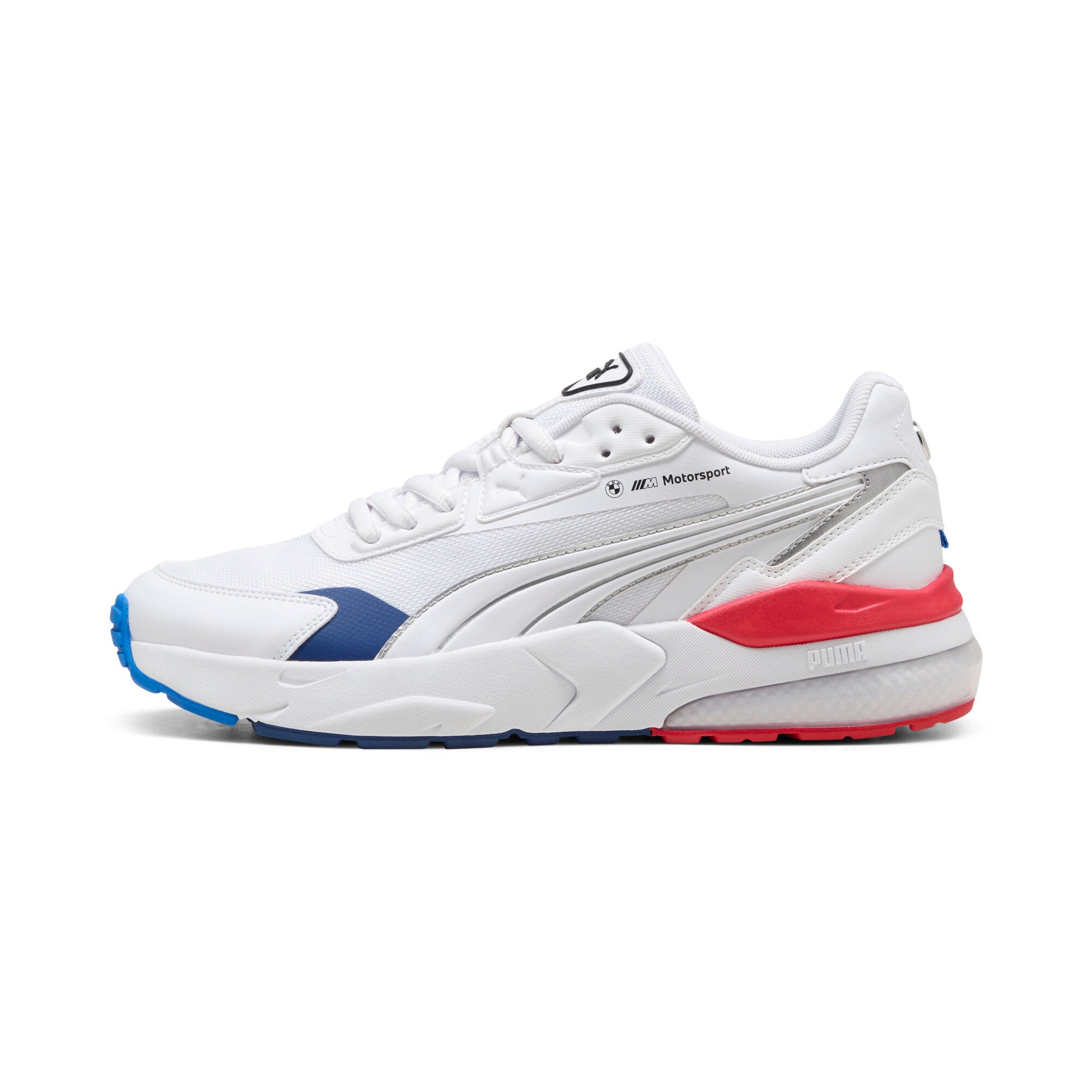 Puma BMW M motorsport vis2k in white and cool cobalt - Side View 01