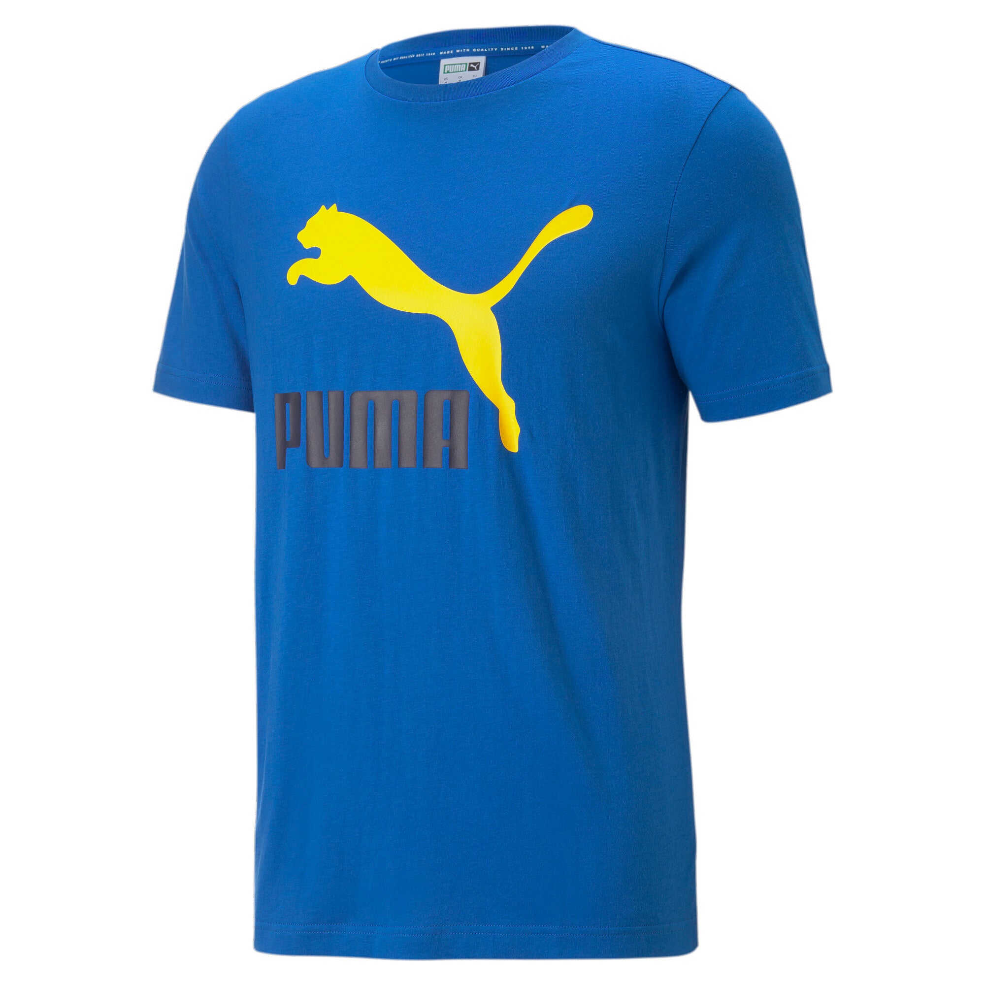 Puma classics men's logo tee in blue - Front View