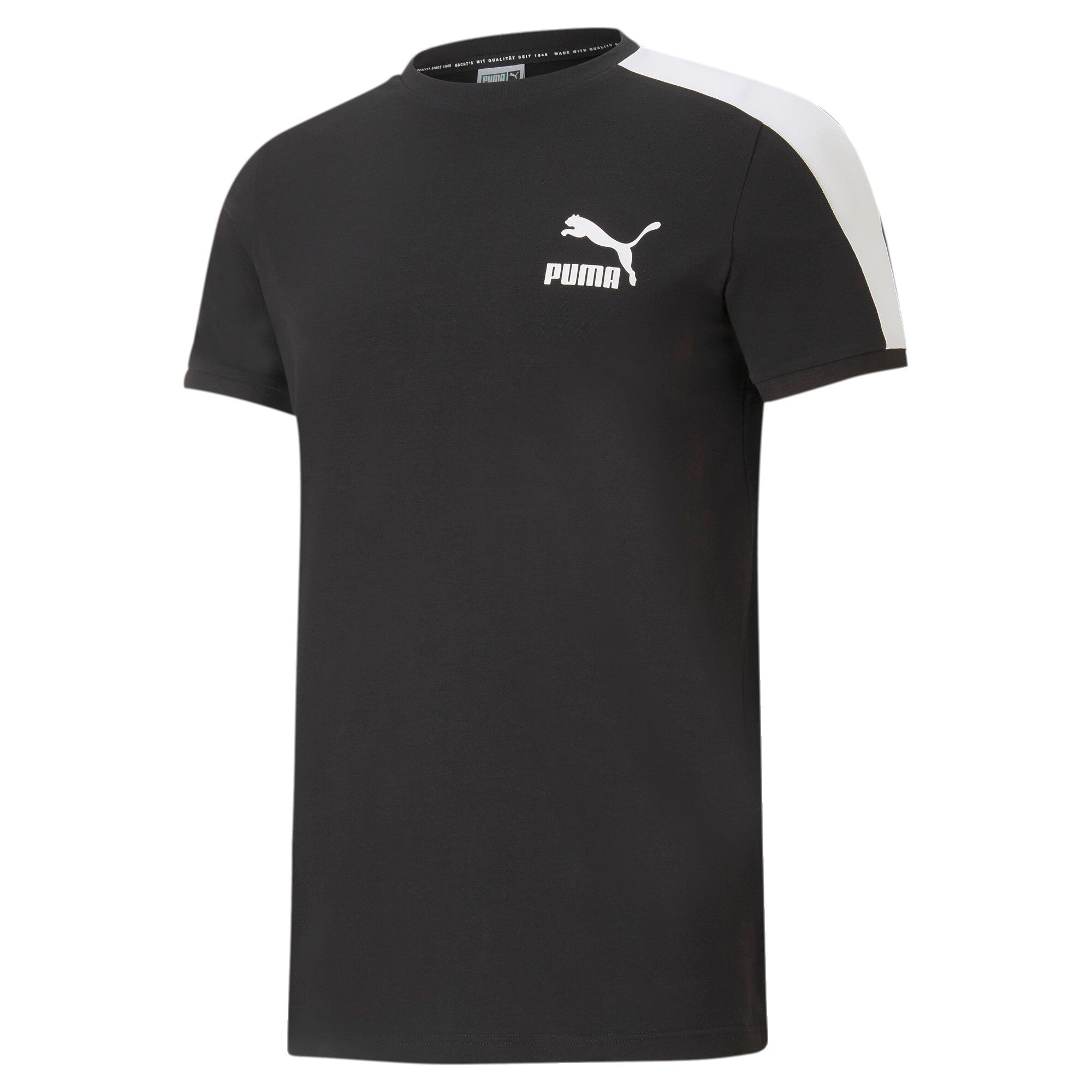 Puma iconic t7 men's tee in black - Front View