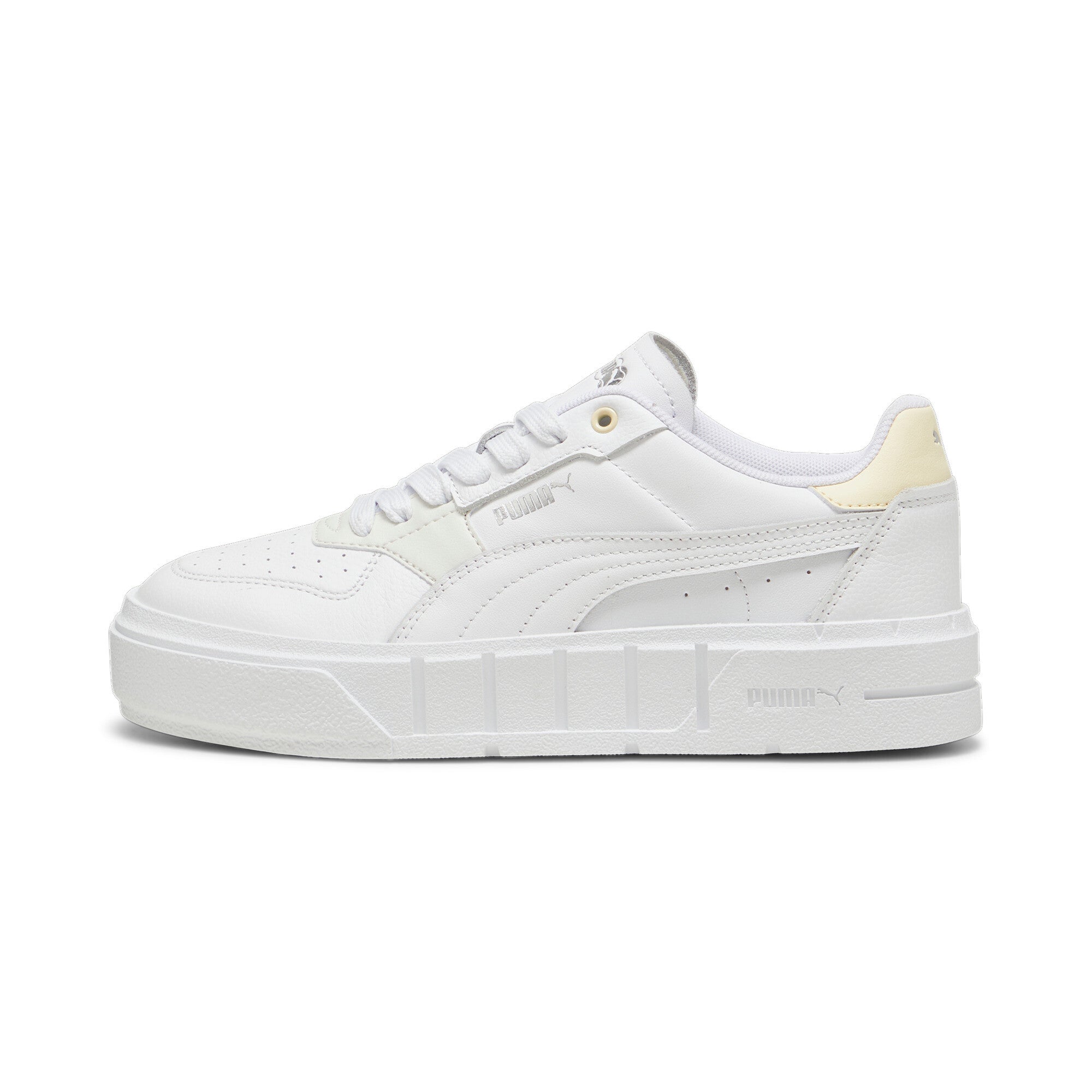 Puma cali court leather sneakers in white and creamy vanilla - Side View 01