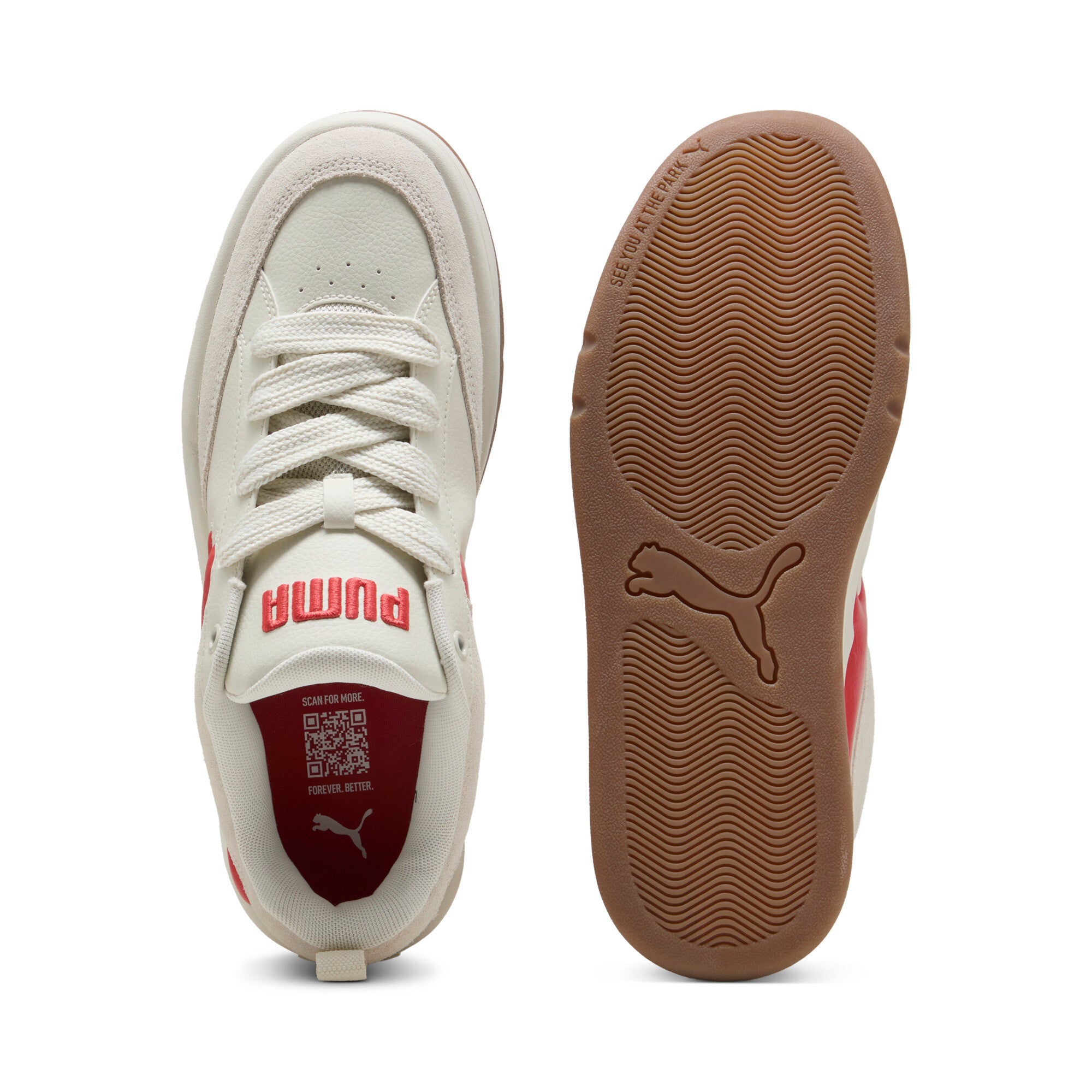 Puma park lifestyle sneakers in vapor gray and red fire - Side View 02
