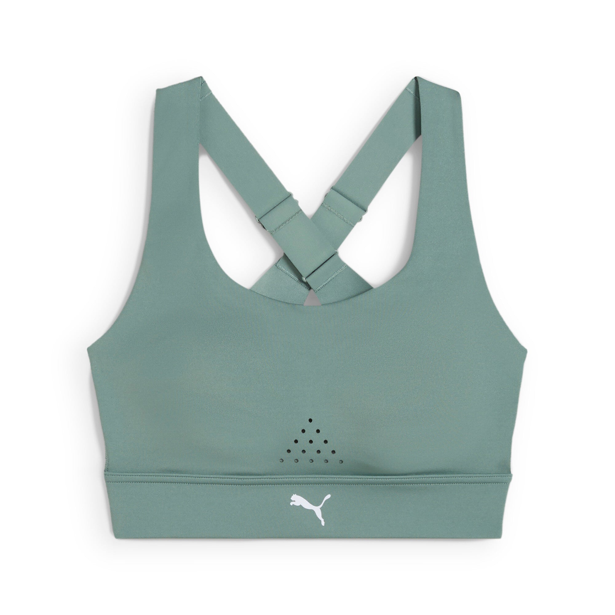 Puma pwrbreathe run bra in green moon - Front View