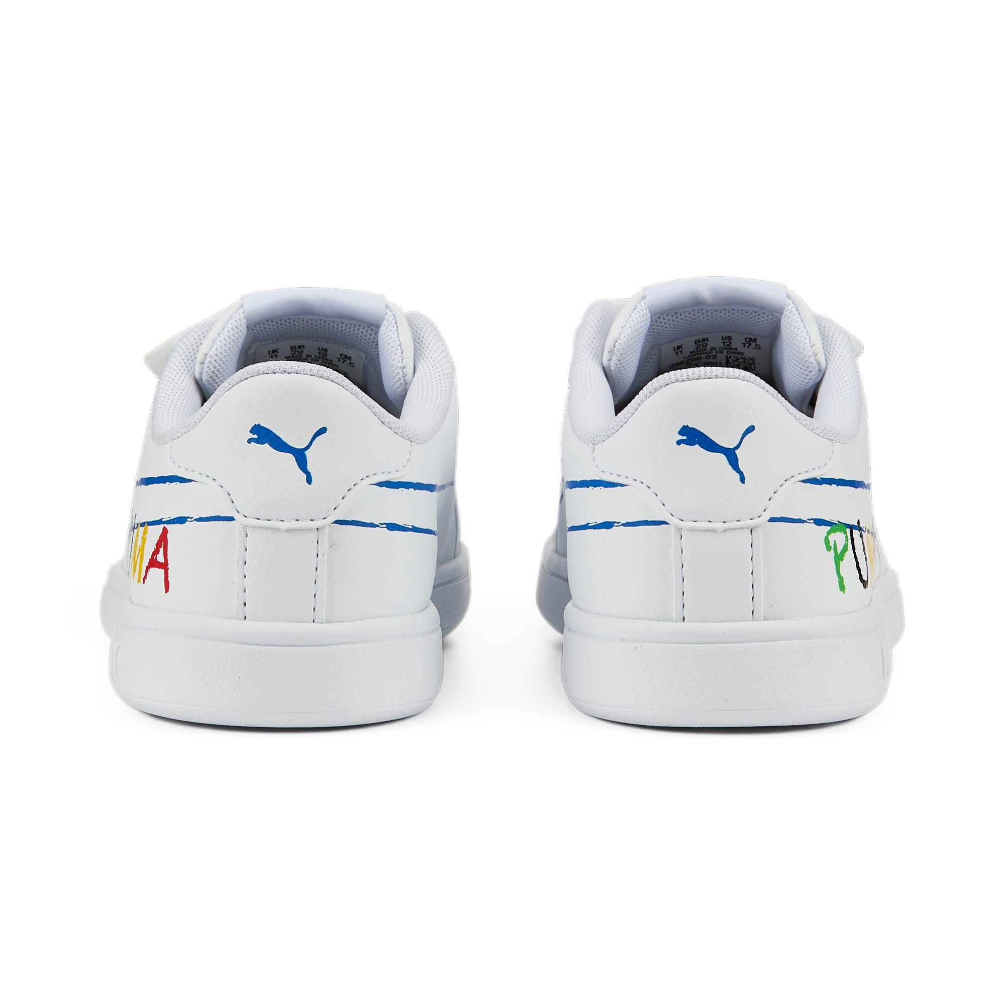 Puma smash v2 home school sneakers kids in white - Back View