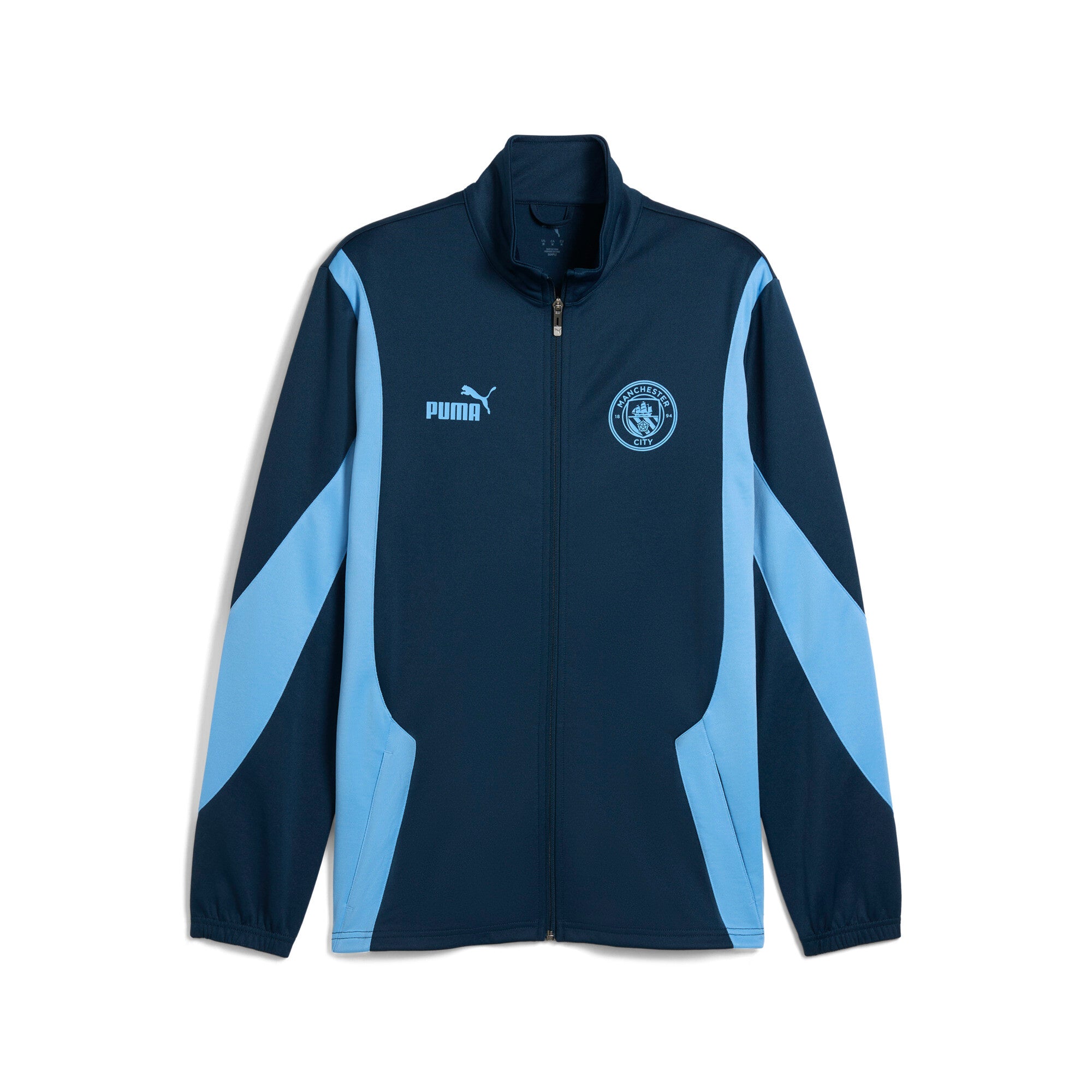 Puma manchester city ftblNRGY+ jacket in marine blue and blazing blue - Front View