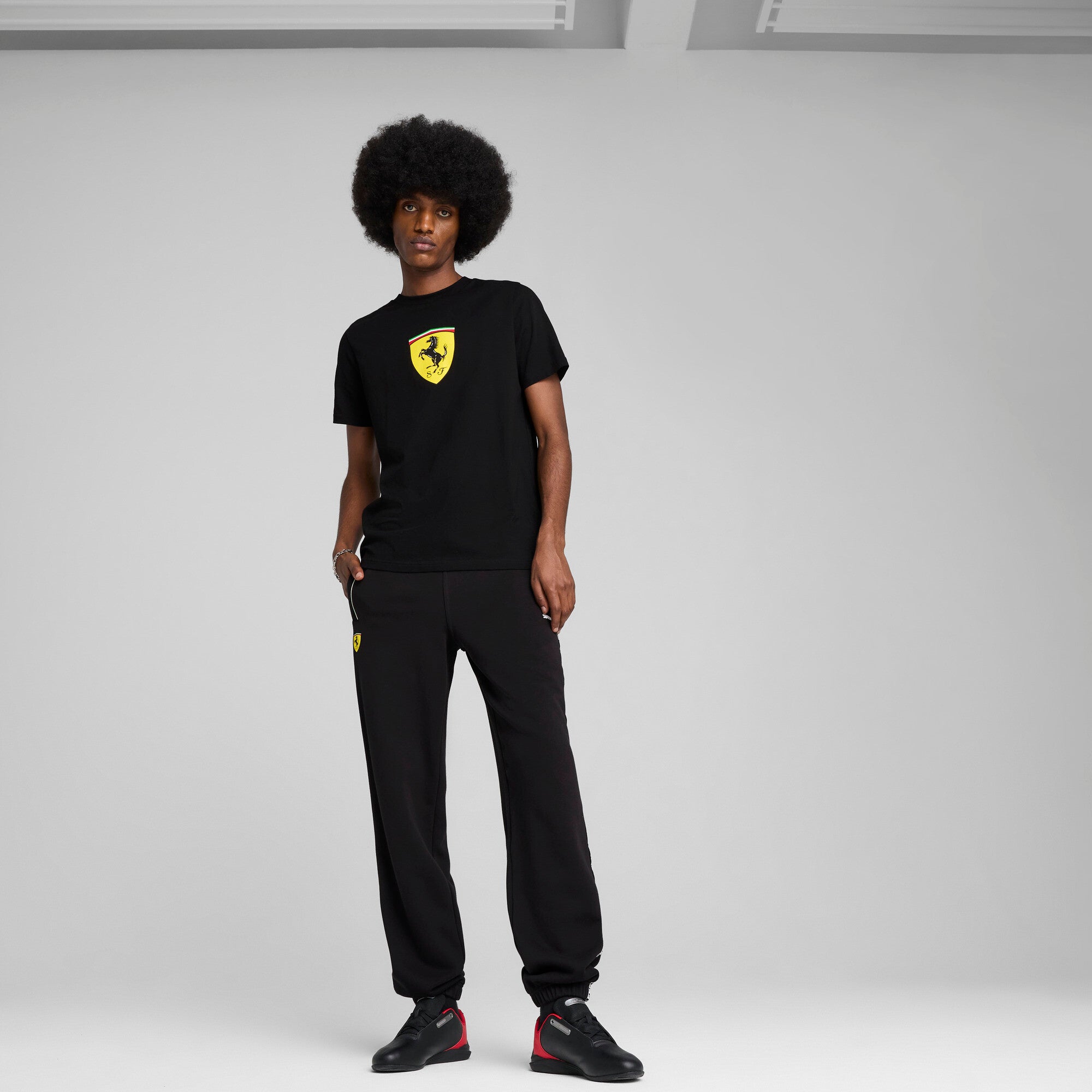 Puma scuderia Ferrari HP race coloured big shield tee in black - Model Shot 03