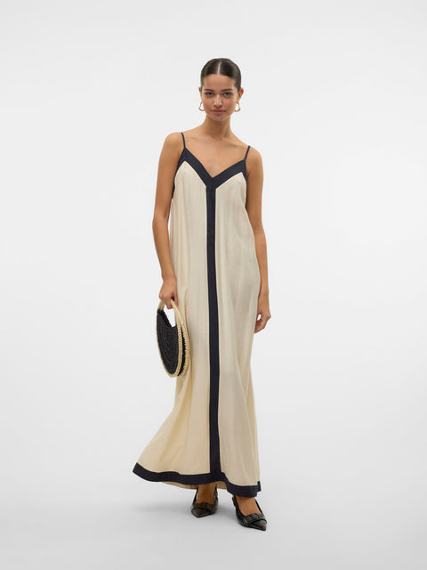 VERO MODA VMDENISE singlet ankle dress in black birch