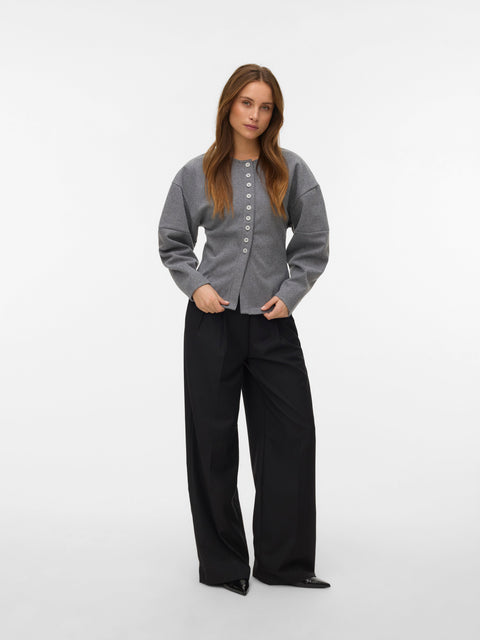 VERO MODA VMKLEA o-neck cardigan in silver mink melange