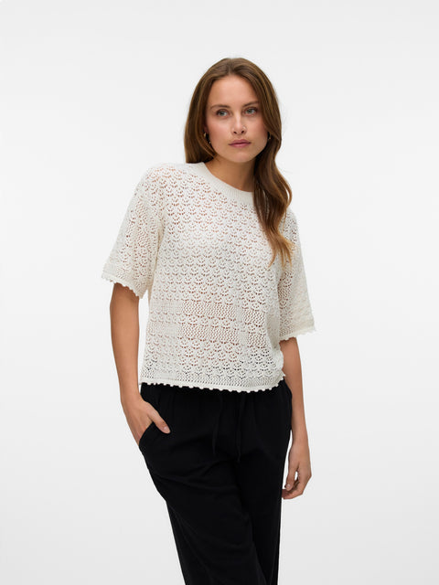 VERO MODA VMMANILA 2/4 o-neck pullover in birch
