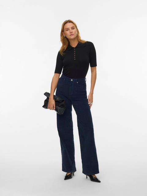 VERO MODA VMMARINA 2/4 poloneck pullover in dark grey melange
