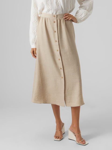 VERO MODA VMMELANEY button calf skirt in black