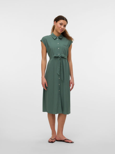 VERO MODA VMMYMILO calf shirt dress in laurel wreath