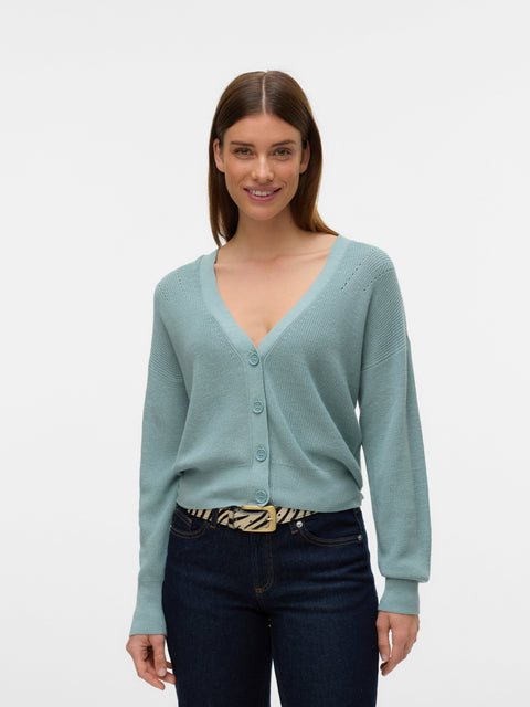 VERO MODA VMNEWLEXSUN short v-neck car in gray mist