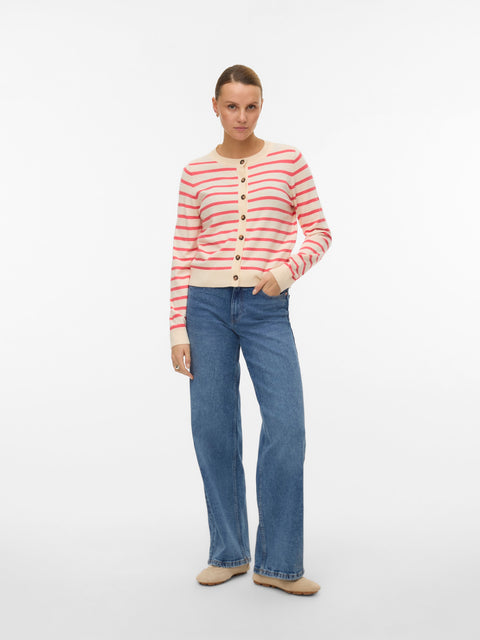 VERO MODA VMSABA plain o-neck cardigan in birch w. black