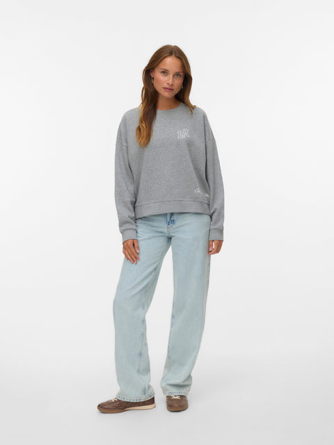 VERO MODA VMTRINA sweat box boo in light grey melange california 86