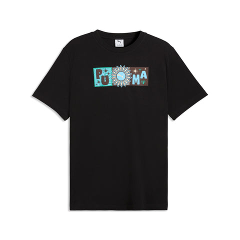 PUMA sunset drive graphic tee men in black