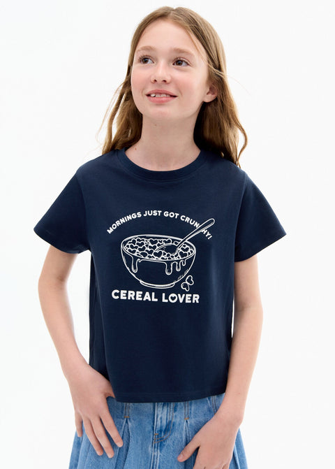 Mango t-shirt cereal in navy