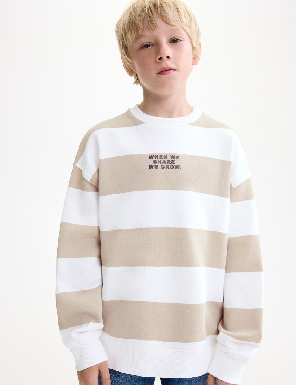 Mango sweatshirt striblo in Sand
