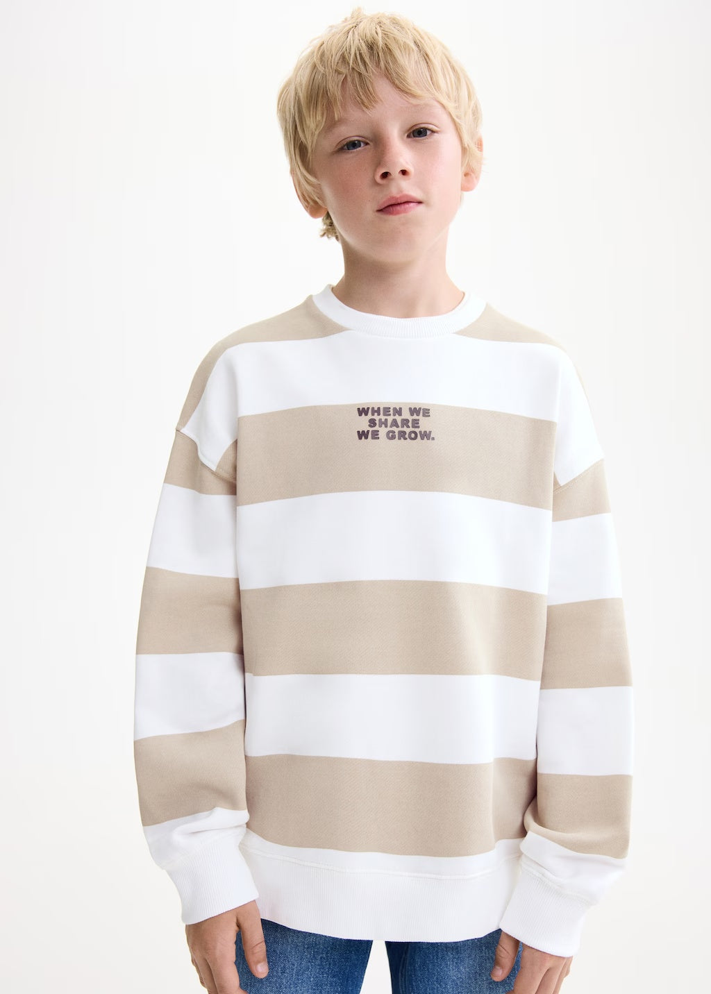 Mango sweatshirt striblo in Sand