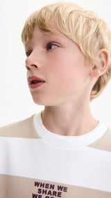 Mango sweatshirt striblo in Sand - D1