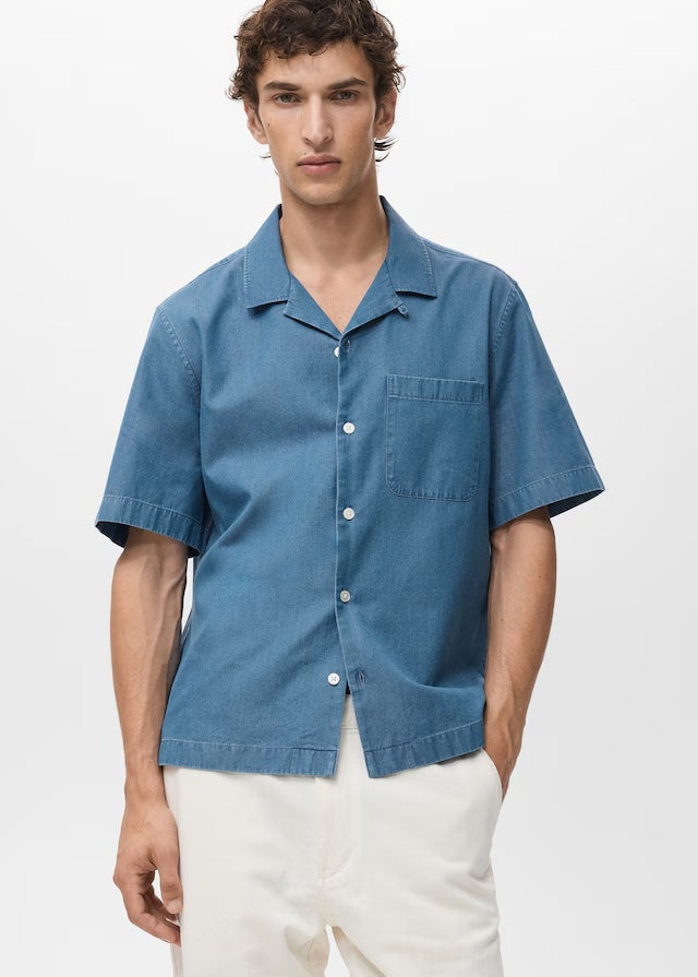 Mango shirt chambreh in Indigo